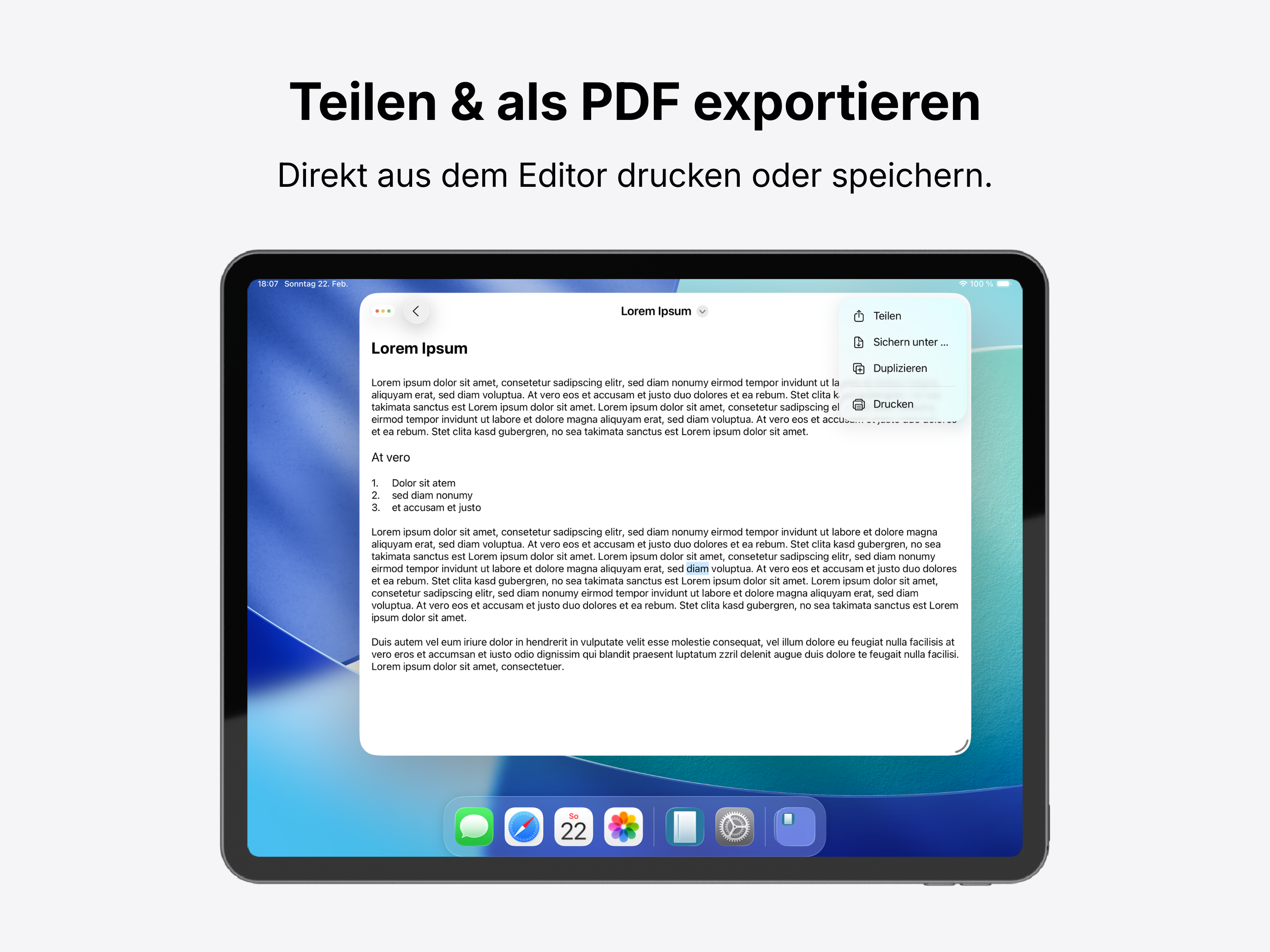 BareText Screenshot – Teilen